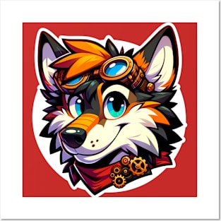 Steampunk Anthro Furry Wolf Art Posters and Art